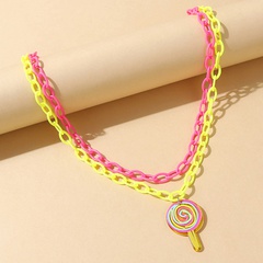 European and American cute rainbow lollipop creative necklace