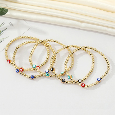 retro ethnic style eye golden bead bracelet bracelet Turkish devil eye bracelet female NHGO570087's discount tags