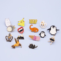 South Korea's new personality cute alloy cartoon animal brooch little penguin dinosaur crown pin badge