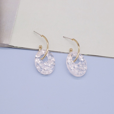 retro white gravel resin hollow oval earrings imitation natural stone earrings's discount tags