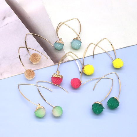 Bohemian retro resin bayberry ball earrings imitation natural stone geometric earrings's discount tags