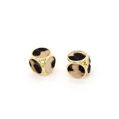 Korean trend personality alloy three-dimensional square leopard print small earrings
