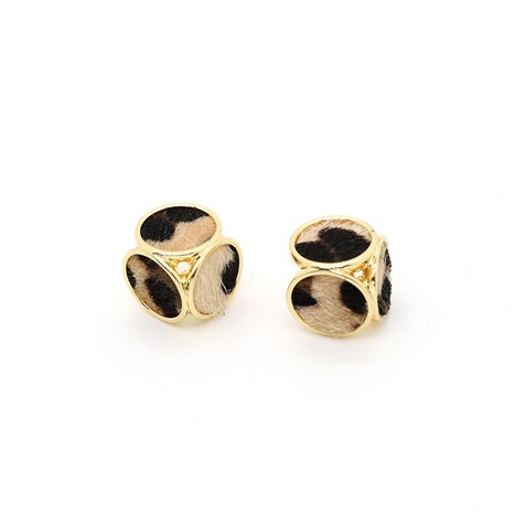 Korean trend personality alloy three-dimensional square leopard print small earrings's discount tags