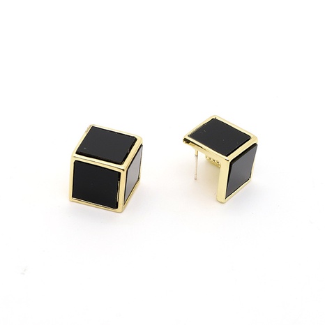 retro simple black three-dimensional square earrings personality geometric earrings's discount tags