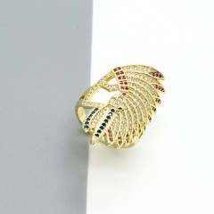 retro color diamond feather starfish ring full diamond ring