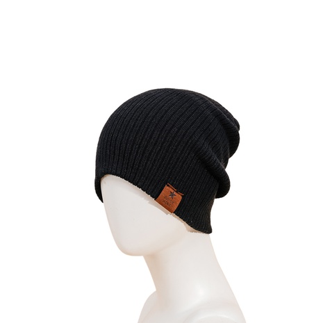 Black vertical striped woolen hat fashion trendy knitted hat women's discount tags