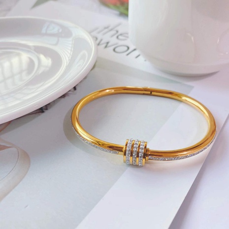 Fashion diamond-studded titanium steel bracelet simple jewelry's discount tags