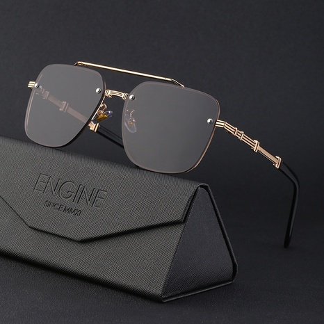 Retro Big Frame Mode rahmenlose Doppelstrahl Herren trendige Sonnenbrillen Außenhandelsbrille's discount tags