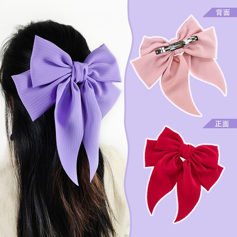 Korean bow hairpin chiffon double spring clip fashion hairclip's discount tags
