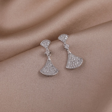 new Korean fan-shaped full of diamond long copper earrings wholesale's discount tags