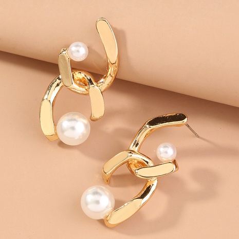 creative retro fashion symmetrical metal earrings baroque pearl earrings's discount tags