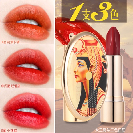 Egypt style three-color lipstick matte lipstick lasting lipstick's discount tags