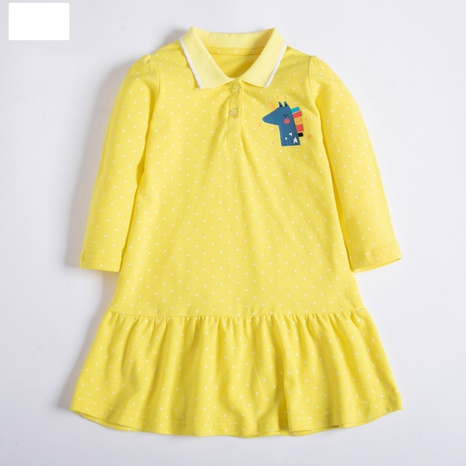 solid color dress long-sleeved lapel children's POLO skirt's discount tags