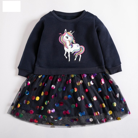 children's autumn and winter new girls' skirts fleece long-sleeved mesh children's skirt's discount tags