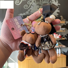 Porte-clés de poupée en peluche de dessin animé pendentif de poupée d'ours créatif