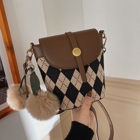 Casual checkerboard simple portable square messenger small bag NHJZ508416's discount tags