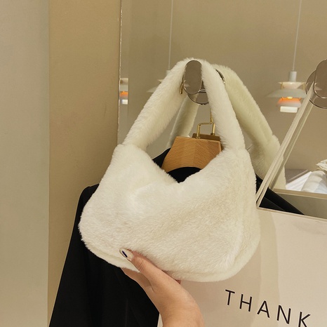 new autumn and winter simple solid color plush bag's discount tags