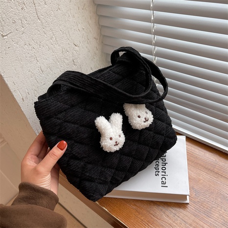 bolso de mano de conejo lindo de otoño bolso de hombro de conejo de costura acolchado's discount tags