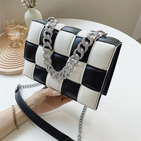 Hand-woven small square bag 2021 new fashion hit color portable female bag's discount tags