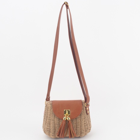 2021 new messenger straw woven bag beach bag one-shoulder woven bag female bag's discount tags