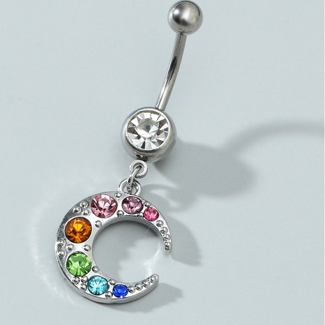 2021 anneau de nombril lune pendentif ongle ombilical bijoux de piercing en acier inoxydable's discount tags