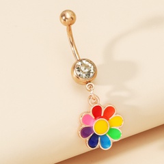 colorful long pendant sun flower umbilical ring umbilical button nail