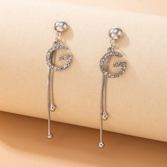 Korean temperament tassel long ear jewelry retro pearl geometric earrings