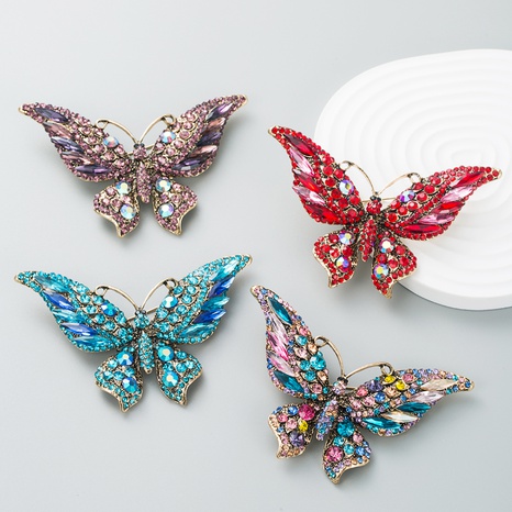 Retro new crystal rhinestone butterfly brooch fashion animal insect lady brooch's discount tags