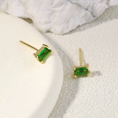 Fashion golden mini rectangular small zircon stud earrings