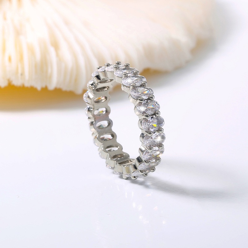 shining luxury oval large gemstone copper zircon hiphop ring