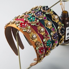 new baroque retro glass diamond pearl flower headband trend court style hair accessories