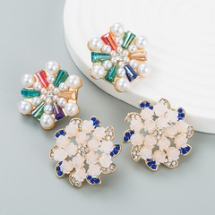 fashion niche design alloy rhinestone-studded edelweiss high-end earrings