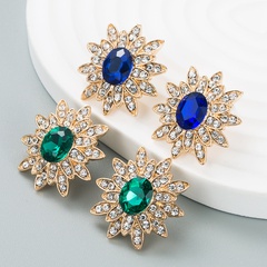 European and American fashion alloy rhinestone flower  trend earrings