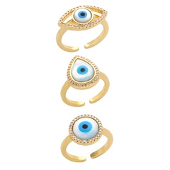 European and American new jewelry creative geometric shell zircon devil's eye copper rings