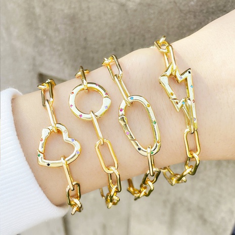 fashion hollow geometric round lightning copper bracelet wholesale's discount tags