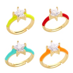 Cute candy color zircon index finger ring female personality color dripping oil copper rings