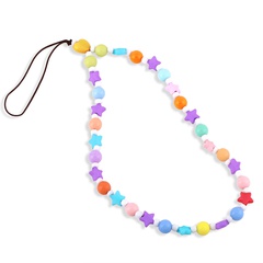 Color soft ceramic acrylic jelly color five-pointed star scattered beads short mobile phone chain