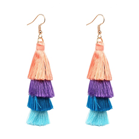Bohemian ethnic style tassel four-layer tassel earrings jewelry's discount tags