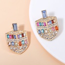 European and American new creative shield shape alloy diamond earrings wholesalepicture4