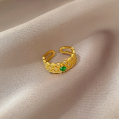 Fashion exquisite zircon pearl simple emerald diamond open female copper ring
