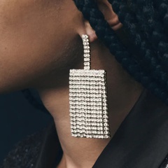 retro simple geometric long tassel rhinestone creative exquisite earrings jewelry