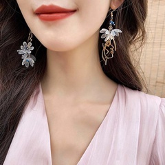 petals long tassel earrings ear hooks small incense wind asymmetric super fairy earrings