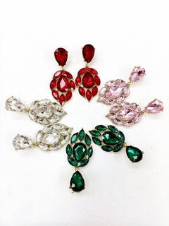 Multicolor crystal gem earrings exaggerated fashion earrings banquet dress accessories
