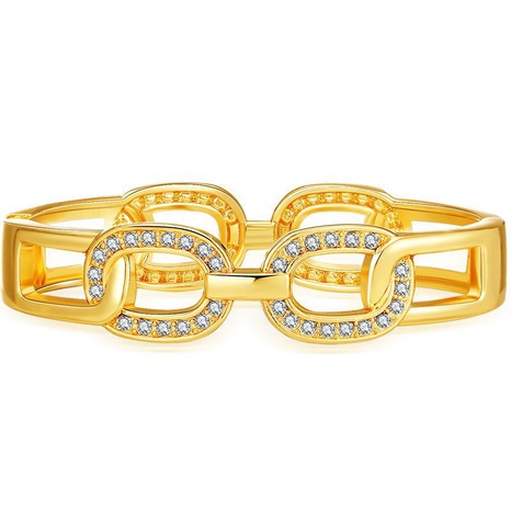 Bracelet de luxe léger à ouverture en métal creux avec diamant américain's discount tags