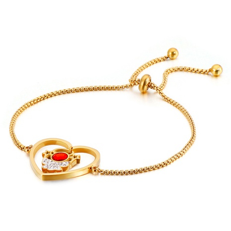trend diamond-studded titanium steel bracelet exquisite heart-shaped NHKAU509590's discount tags