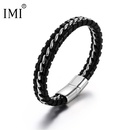 Korean titanium steel braided leather bracelet mens braceletpicture9