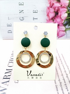 European and American exaggerated long fashion trend round inlaid rhinestone earrings