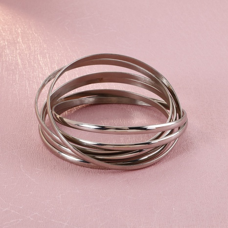 nouveau mode simple couple cinq anneaux bracelet titane acier bracelet's discount tags