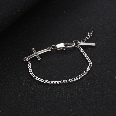 bracelet en acier titane pendentif croix personnalité's discount tags