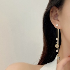 Korean Fashion Zircon Earrings Female Long Tassel Opal